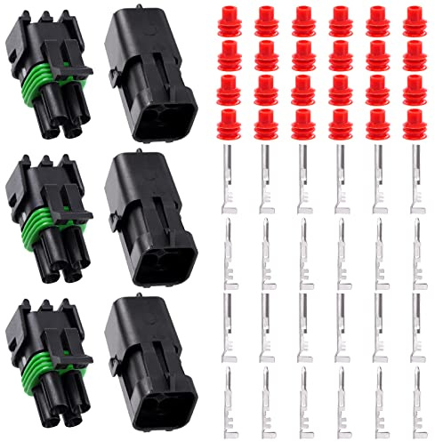 Glarks 54Pcs 3 Kit 4 Pin Way Waterproof Automotive Electrical Wire Connectors Terminals Plugs Kit, 4 Male & Female Pin Terminal Automotive Harness Plug Car Spark Plug Connector Set for Car Truck Boat