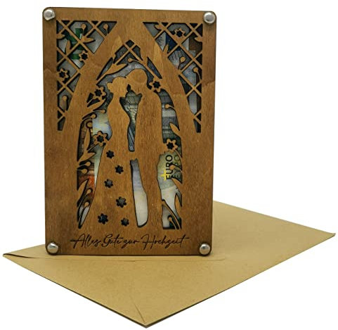 Woodland Mail Geldgeschenk als Grußkarte Hochzeit – Grußkarte aus Holz für Geldgeschenke zur Hochzeit 1 Stück