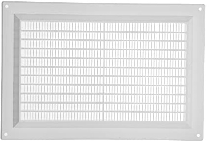 Vent Systems 250 x 170 mm / 10 x 7 Inch Rectangular Plastic Air Vent Cover, Louvered Wall Grille with Insect Mesh, HVAC Vent Cover for Intake and Exhaust for Wall, Ceiling, Shed, Home Improvement