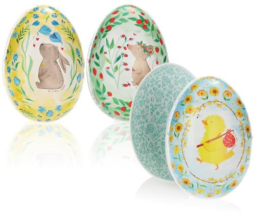 COM-FOUR® 3 uova di Pasqua da riempire - uova di riempimento colorate per Pasqua - uova di cartone - design di confezioni regalo Mr. & Mrs. Panda - Sorpresa di Pasqua [la selezione varia]