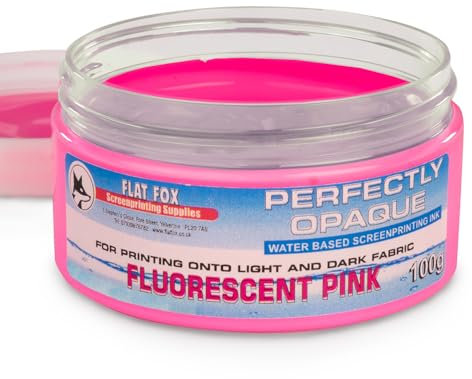 Flat Fox Skärmtryck ogenomskinligt vattenbaserat tygbläck (fluorescerande rosa, 100 g)