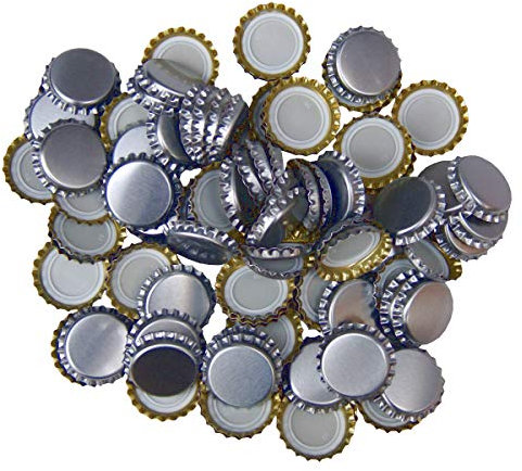 BALLIIHOO Pack of 100 Crown Bottle Caps - Silver