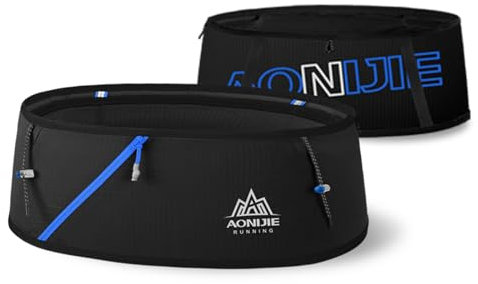 Unisex Flipbelt Stretch Laufgürtel Hipste,Laufgürtel Damen Skin Tight Atmungsaktiv Running Belt Passt für alle Smartphones, Schlüssel und Karten (Black, M)