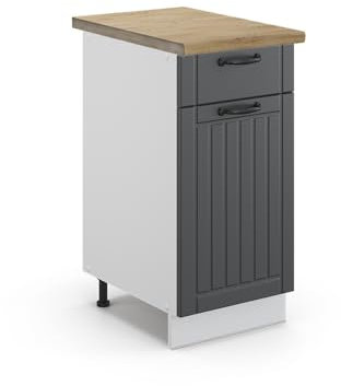 Vicco Küchenunterschrank Fame-Line, Anthrazit Landhaus/Weiß, 40 cm, AP Eiche