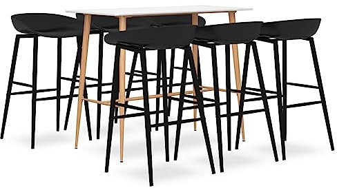 Sufrk 7-TLG. Bar-Set Stehtisch Outdoor Bartisch-Set Bar MöBel Bar Outdoor Theke Garten Theke Bar Weiß und Schwarz 3057451