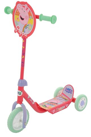 Peppa Pig 3 Wheel Scooter | Officially Licensed | Kids Unisex Girls or Boys Tri Scooter | Adjustable Handlebar Height | Ages 3+