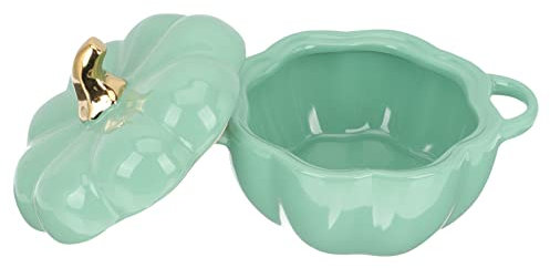 CRBUDY Sopera de cerámica para estofado, Cuenco de Postre, Cuenco de Porcelana con Forma de Calabaza, Cuenco para Sopa con asa y Tapa para la Cocina del hogar, Fiesta de Halloween