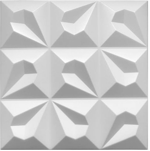 Deccart - Panneaux Muraux 50x50 cm - Panneau mural 3D Décoratif en EPS-Polystyrène - Plaque murale decorative - Décoration murale - Relief texturé - Wall Panel - Deco Mur - Blanc, 4m²
