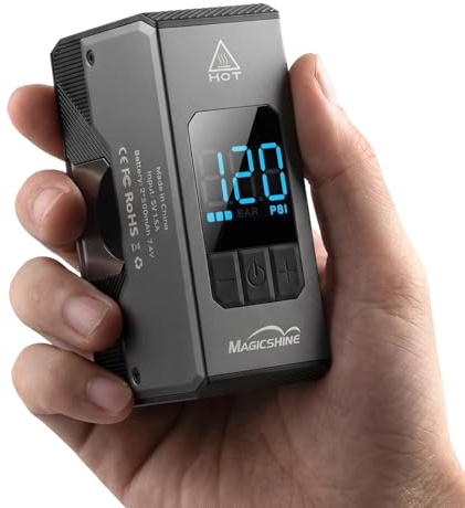 Mini Pompe à vélo électrique Magicshine AIRRO, gonfleur Velo Electrique,120 PSI Max., arrêt Automatique, avec manomètre numérique et valves Presta et Schrader, VTT, Ville, vélo électrique et Ballon
