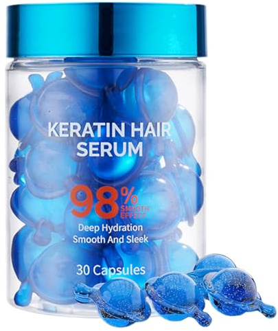 KORMESIC Keratin Hair Serum Capsules - 98% Better Deep Hydration & Moisturizing with Argan Macadamia Avocado Oils Vitamins A C E & Pro B5 Organic Jojoba Oil (3 PCS)
