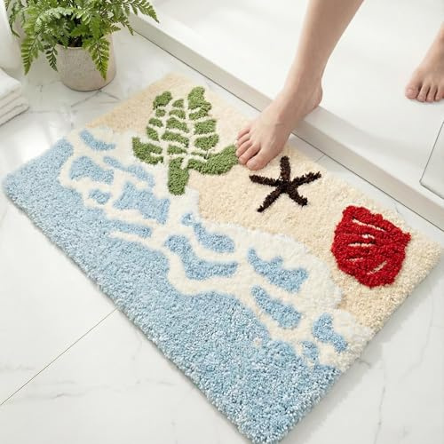 Mariam&co Bath Mat 50 x 80 CM Soft Absorbent Beach Bathroom Mat, Bath mats For Bathroom Ideal For Kitchen & Room Decor Shower Mat Outside Shower Floor, Microfibre Large Bath Mat