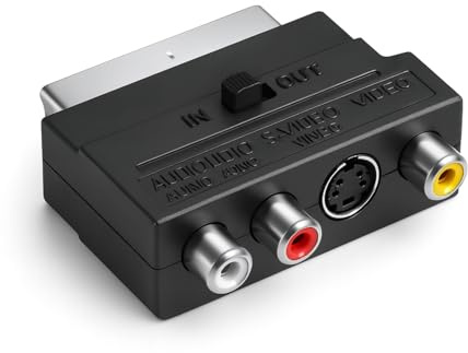 xiongWeiLai Adaptador Scart a 3 conectores RCA hembra, adaptador S-Video, convertidor de alta calidad a RCA para conexión de audio AV y vídeo, compatible con TV, DVD, grabadora, proyectores