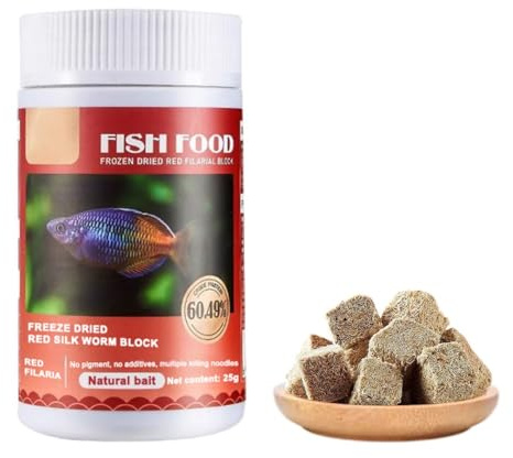 FACAIIO Alimento liofilizado para peces de gusano de sangre roja, 60,49 % de proteína, rico en astaxantina y algas, para peces de acuario tropicales, 200/500 ml