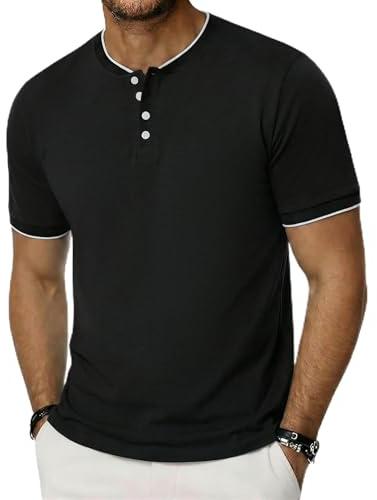 iClosam Camiseta Henley Hombre Algodón con Botones | Manga corta, corte regular, estilo versátil para negocios y ocio, tallas S a 3XL