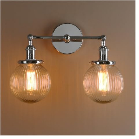 XANAYXWJ Industriella minimalistiska dubbelväggslamporModern ribbad klotljusarmatur för loftbar kök Samtida svarta vägglampor för heminredning