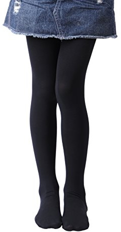 EVERSWE Girls Semi Opaque Footed Tights, Microfiber Tights (8-10, Black)