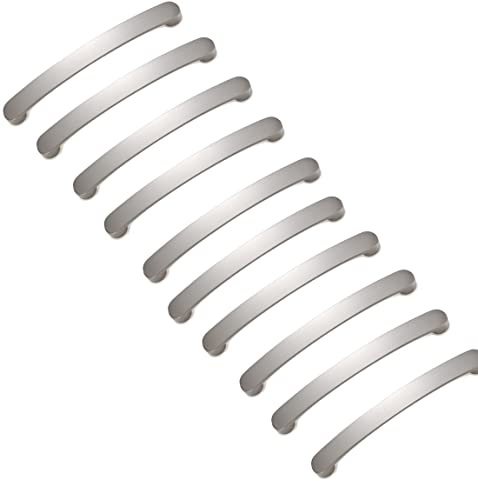 MARGUERASW Set med 10 köksmöbelhandtag i borstad nickel skåphandtag möbelhandtag kökslådor rostfritt stål (centrum till centrum 96 mm)