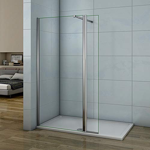 Parete Per Doccia Walk-in Munito di Paretina Mobile 40cm Vetro Trasparente 8mm Con Barra Stabilizzatrice Regolabile 73-120cm 100x200cm