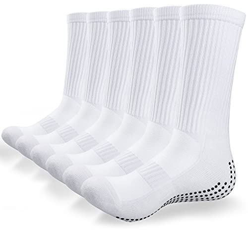 Alaplus Chaussettes Antidérapantes Foot, Chaussettes Homme Femme, Chaussettes Sport Chaudes Hiver pour Football Handball Rugby Vélo (FR/ES, Numérique, 38, 45, Taille normale, Taille normale, Blanc)