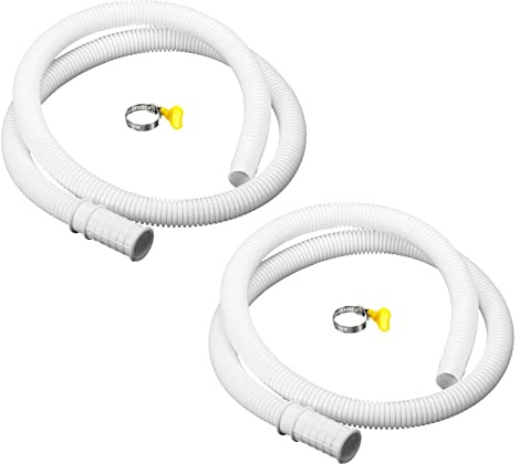 sourcing map Universal Air Conditioner Drain Hose 16mm ID 3.3ft with Clamp for AC Units Washing Machine, White Pack of 2
