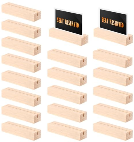 USENG 20Stück Kartenhalter Holz Tischkartenhalter,10x3x2cm Kartenständer aus Buchenholz,Menükartenhalter Postkartenhalter Fotohalter,Holzaufsteller Fotoständer Holzständer für Hochzeit Party Bankette