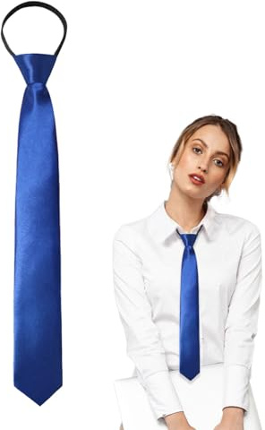 Luckyvestir Cravatta da donna, pre-legata, colore: nero/rosso, con cerniera regolabile, Blu reale, 14.96 x 2.17