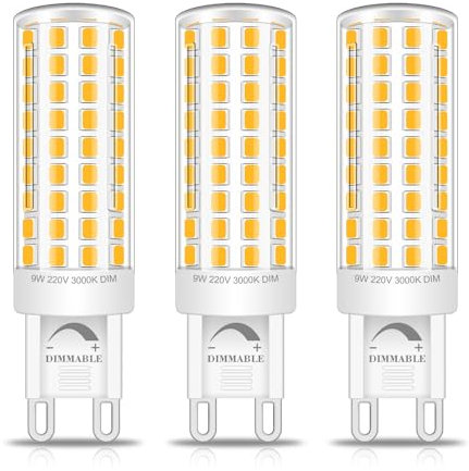 XIMNCHNI G9 LED Lampe 9W Warmweiß 3000K, Ersetzt 65W-75W Halogenlampe, Kein Flimmern, 360° Abstrahlwinkel, Nicht Dimmbar, AC 220-240V, 3 Stück