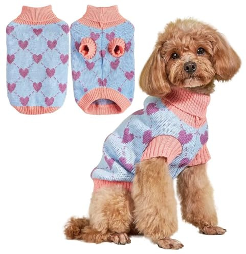 EASTLION Suéter de Punto de Cuello Alto para Perros y Gatos, Abrigo de Invierno Más Cálido, XS, Azul