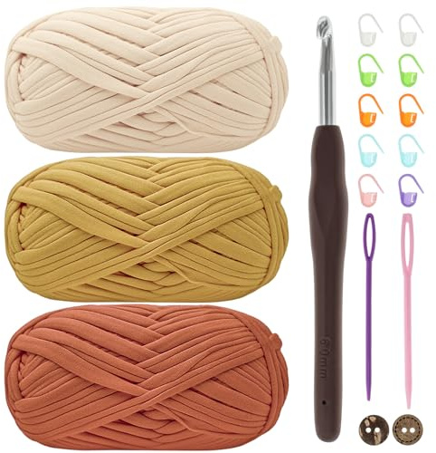 Lot de 3 pelotes de fil épais pour tricot et crochet de 6 mm pour crochet, sac, couverture, panier, projets de bricolage