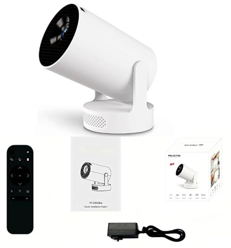 Hem HD bärbar projektor – 2000:1 kontrast, inbyggd upplösning: 1280 × 720P, stöd för 4K och 1080P-avkodning, 300 ANSI-lumen – perfekt för hem/sovrum och utomhusfilmer.
