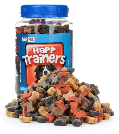 HAPPET® TRAINERS Cubos de 300 g - Mini bocadillos de entrenamiento para perros con salmón, cordero, carne de res y pollo, galletas fáciles de digerir, perfectas para recompensar y entrenar