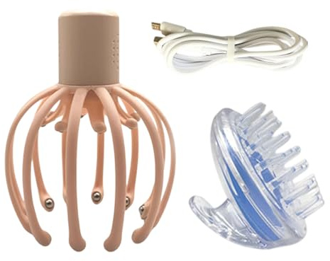 Appareil de massage pour cuir chevelu - Appareil de massage de calap - Grattoir de croissance - Tête de pieuvre sans fil - Machine de massage - Corps électrique portable léger - Outil de relaxation