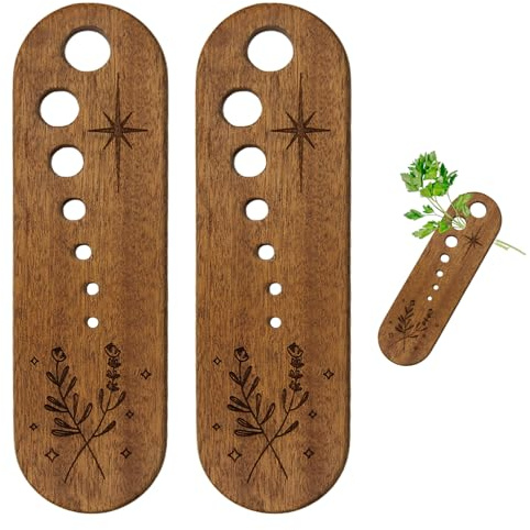 Separatore di foglie di verdure in legno da 2 pezzi, utensili per la rimozione delle erbe aromatiche in ceramica, divertenti gadget da cucina, squisite ciotole per la rimozione delle Erba Stripper