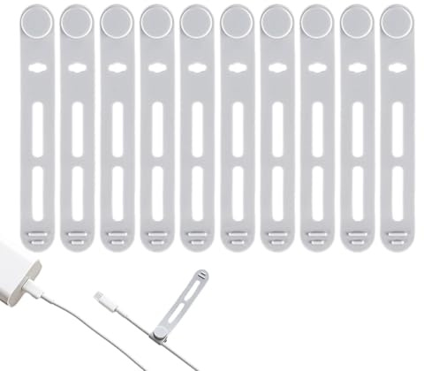 Attaches de câble en silicone réutilisables – 10 sangles élastiques réglables, contrôle rapide du cordon avec rangement | pour chargeurs de téléphone, fils d'ordinateur portable, écouteurs, banques d'