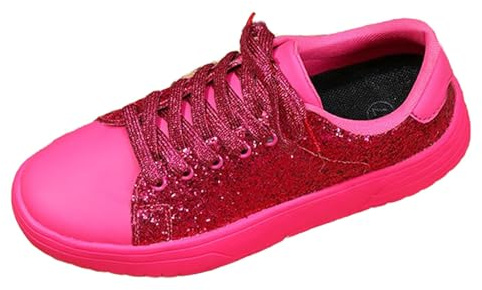 Paljettsneakers dam 39 röda, festliga vandringsskor glitter damskor luftkuddar sneakers fest utomhusskor stor storlek segelduk skor sport hall glitterskor glänsande platta skor