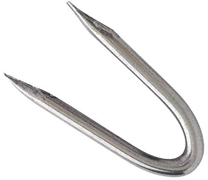 CRAMPILLON 4,5x50 mm en acier galvaniser - BTE 5 Kg - Attache grillage, câble, fil
