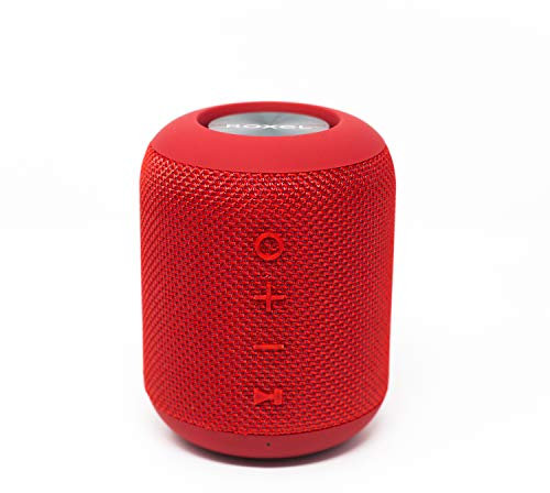 Roxel RXB-360BT Wireless Portable Travel Speaker with Extra Bass for IOS, Android and Computers with Water Resistant Technology. Hands-Free Calls. Indoor or Outdoor Speaker (Red)