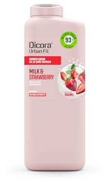 Dicora Urban Fit | Gel de Ducha Nutritivo con extracto de leche y fresa | Gel de Baño con Vitamina B | Revitalizante e hidratante | Tamaño 400 ml
