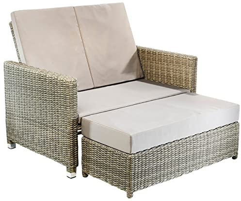 Kobolo Loungemöbel Doppelliege Liegemöbel - Polyrattan - Grau - 2Sitzer