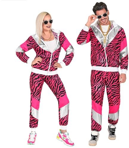 W WIDMANN MILANO Party Fashion - Kostüm Trainingsanzug, Animal Print, 80er Jahre Outfit, Jogginganzug für Karneval & Party