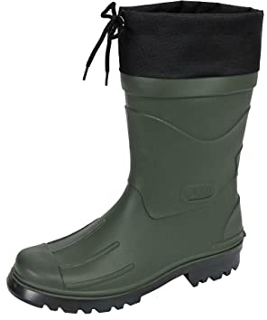 MADSea Nils-Hannes - Stivali da pioggia impermeabili a mezza altezza, non foderati, con risvolto in nylon, nero oliva., 45 EU