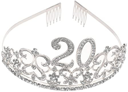 minkissy Strass-geburtstagskrone 20. Geburtstag 20 Geburtstagskönigin Diademe Kronen Tiara Zum 21. Geburtstag Silber Für Frauen Alles Zum Geburtstag Legierung Abschlussball Bankett