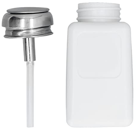 Push Down Pump Dispenser För Cleanser Blå Lösningsmedelsdispenser Med Rostfritt Stål Presshuvud(Vit), 200ml Push Down Alcohol Dispenser Pump Flaska Metanolbehållare,