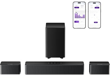 ULTIMEA 5.1 Sound Bar, 410W Dolby Atmos Surround Sound System for TV, 3D Sound Bars for Smart TV w/Subwoofer, Adjustable Surround & Bass, Home Audio w/APP Control, Poseidon D60(New 2025 Version)
