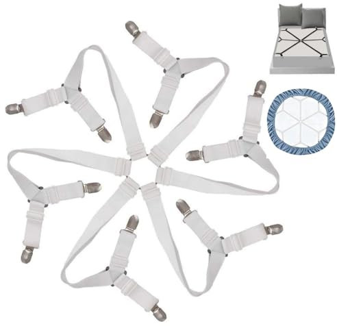 MHwan Sujeta Sabanas Bajeras, Tensor de Sábanas con 6 Lados y 12 Fuertes Clips Metálicos, Que no Daña Los Clips de Las Sábanas y es Adecuado para Colchones Redondos y Cuadrados de Todos los Tamaños
