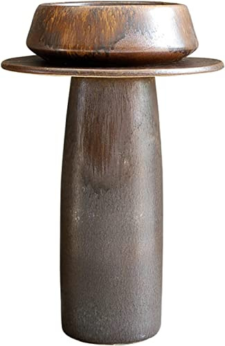 YHdtUO Ceramic Bathroom Sink Brown Ceramics Pedestal Sink Combo, Retro Industrial Style Column Sink 80 * 55cm, Art Hand-Carved Bathroom Sink for Hotel Restaurant(Brown-Pedestal Basin Sink)