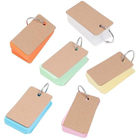 JEWEDECO Ringnotizblock Tragbar Klein Mit 6 Bunten Losen Blättern Nachfüllbar Mit Metallring Leere Karteikarten Für Schule Und Lernen