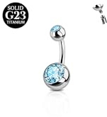FunZing Titan navelstänger silver 6 mm 8 mm 10 mm 12 mm 14 mm 16 mm stånglängd G23 titan navelstänger för kvinnor 1 styck 14G navelstänger solid titan skivstång rosa blå CZ navelringar