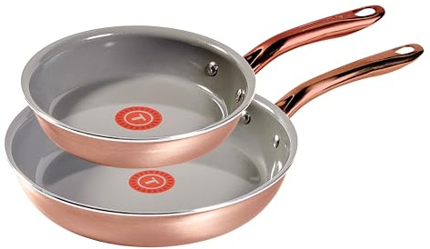 T-Fal Preserve Ceramic Nonstick Frying Pan 2-Pc Set, 8.5 & 11, Oven Broiler Safe up to 350°F Cookware, InoCeram Glide Technology, Skillet, Pots & Pans, Rose Gold