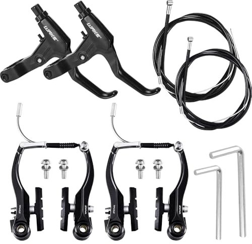 LYPPUL Fahrrad Bremsen Set, Universal Fahrradbremsen Set Aluminium, Schwarz V-Brake Bremsen Fahrrad, Vordere und Hintere MTB Bremse, Bremsseile und Bremshebel Fahrrad Kit für Mountainbikes, Rennräder